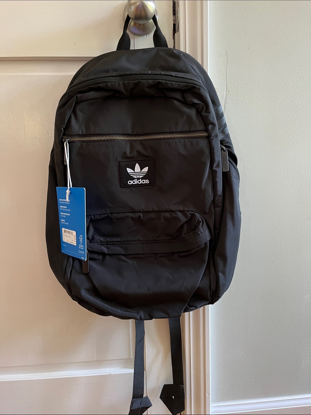 adidas Black Trefoil Front-Zip Backpack